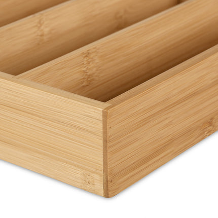 Cutlery tray in bamboo with 5 compartments