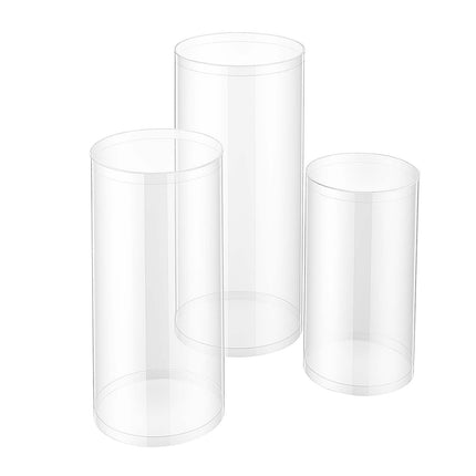 Cylinder Pedestal Stands, 3-Piece 60–90 cm, Clear Lid