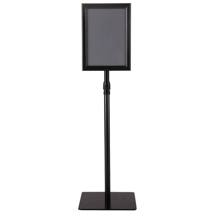 DIN A4 information stand, height-adjustable, removable poster stand, silver/black, 33 x 24 cm-black
