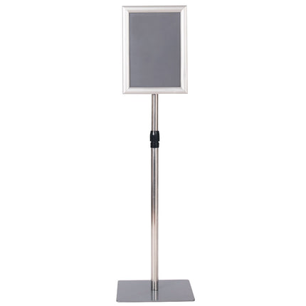 DIN A4 information stand, height-adjustable, removable poster stand, silver/black, 33 x 24 cm-silver