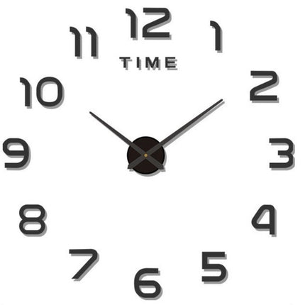DIY 3D Wall Clock, Black, 60-130 cm, Silent, Loft Style