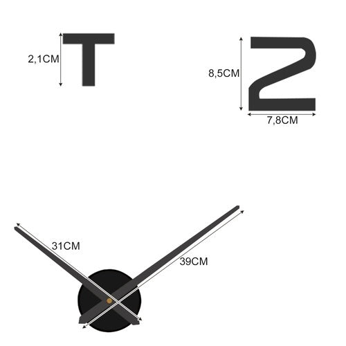 DIY 3D Wall Clock, Black, 60-130 cm, Silent, Loft Style