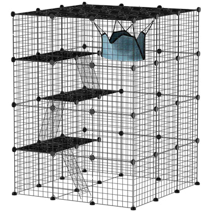 DIY Cat Cage with Activity Center, 4 Levels, 5 Doors