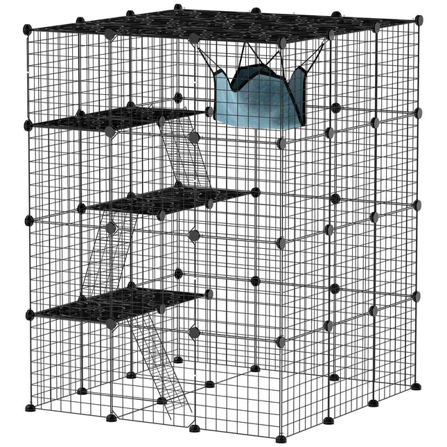 DIY Cat Cage with Activity Center, 4 Levels, 5 Doors