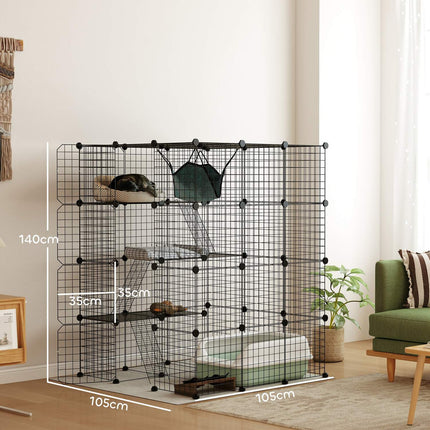 DIY Cat Cage with Activity Center, 4 Levels, 5 Doors