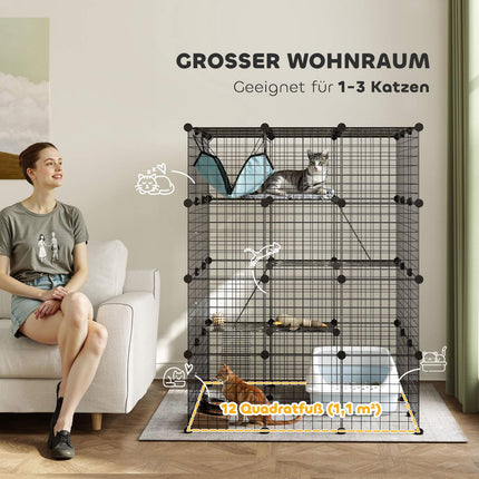 DIY Cat Cage with Activity Center, 4 Levels, 5 Doors