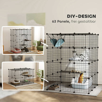 DIY Cat Cage with Activity Center, 4 Levels, 5 Doors
