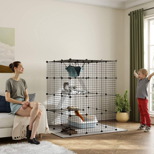 DIY Cat Cage with Activity Center, 4 Levels, 5 Doors