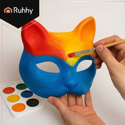 DIY Cat Masks, 10 Pcs Set for Painting & Crafts