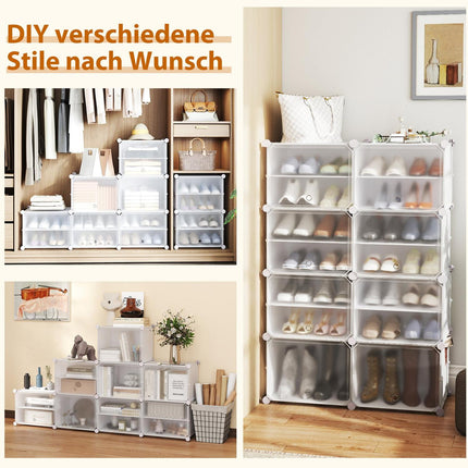 DIY Shoe Rack with 12 Compartments for 48 Pairs, White