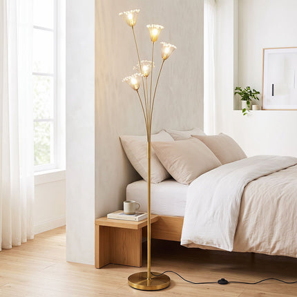 Dandelion Gold Floor Lamp, Metal Frame, 180 cm Tall