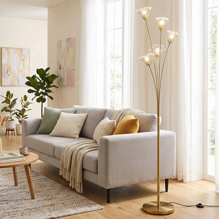 Dandelion Gold Floor Lamp, Metal Frame, 180 cm Tall