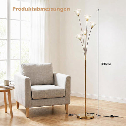 Dandelion Gold Floor Lamp, Metal Frame, 180 cm Tall