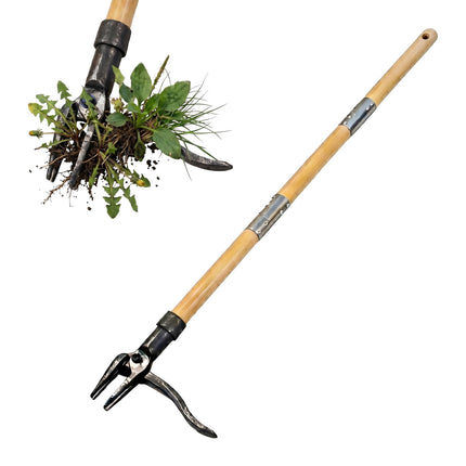 Dandelion Puller Weed Tool – Long Bamboo Handle, Footplate