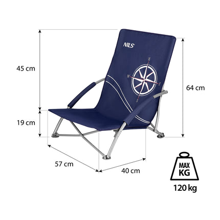 Dark Blue Beach Chair – Foldable, Lightweight
