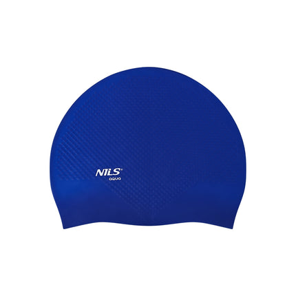Dark Blue Silicone Swimming Cap – Solid Color, Dots