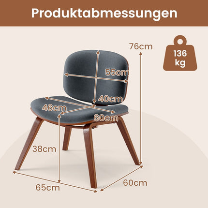 Dark Gray Accent Chair with Curved Back and Padded Seat