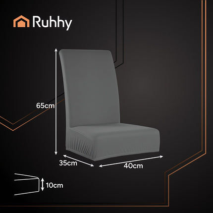 Dark Gray Chair Covers, Set of 6, Stretch Fabric