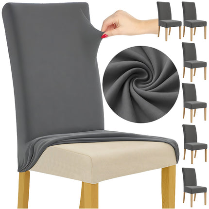 Dark Gray Chair Covers, Set of 6, Stretch Fabric