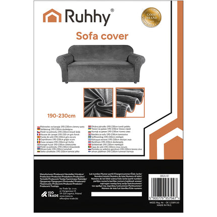 Dark Gray Sofa Cover, Stretch Fit 190-230cm