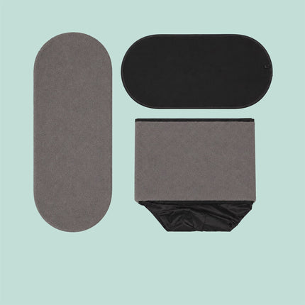 Dark Gray Teddy Fabric Storage Bench, Oval Shape