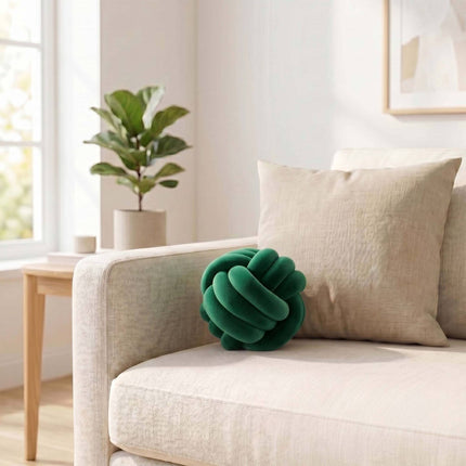 Dark Green Knot Pillow – 25 cm, Polyester Foam