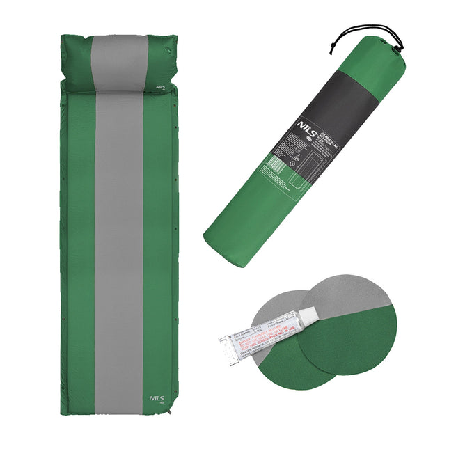 Dark Green Self-Inflating Camping Mat, Compact