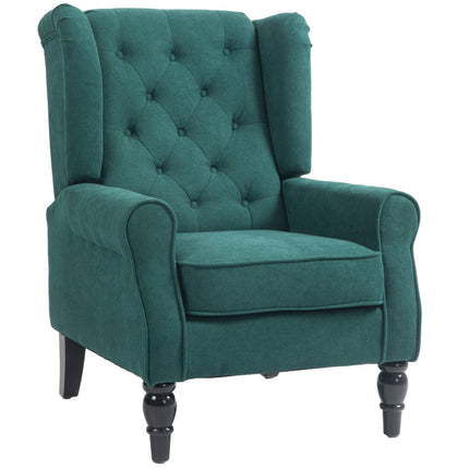 Dark Green Wingback Chair, Removable Cover, 74 x 86 x 102 cm