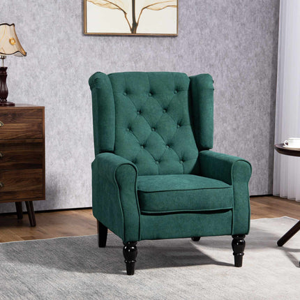 Dark Green Wingback Chair, Removable Cover, 74 x 86 x 102 cm