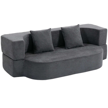 Dark Grey Convertible Sofa Bed – High-Density Foam, Chenille Fabric
