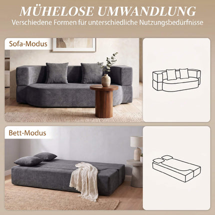 Dark Grey Convertible Sofa Bed – High-Density Foam, Chenille Fabric