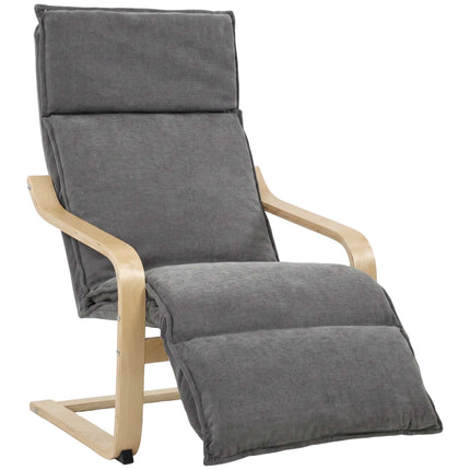 Dark Grey Lounge Chair with Footrest and Rocking Motion