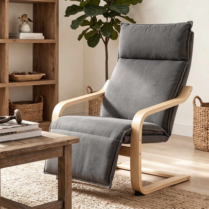Dark Grey Lounge Chair with Footrest and Rocking Motion