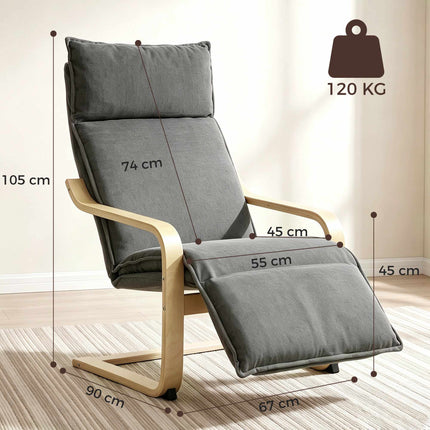 Dark Grey Lounge Chair with Footrest and Rocking Motion