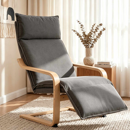 Dark Grey Lounge Chair with Footrest and Rocking Motion