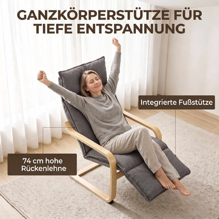 Dark Grey Lounge Chair with Footrest and Rocking Motion