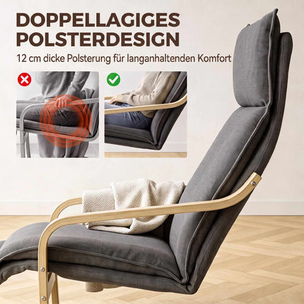 Dark Grey Lounge Chair with Footrest and Rocking Motion