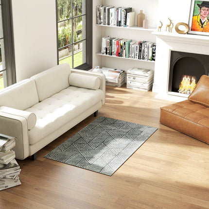 Dark Grey Washable Living Room Rug – 150 x 80 cm