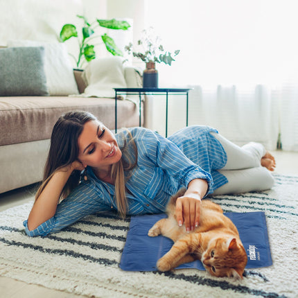 Dark blue cooling mat for dogs