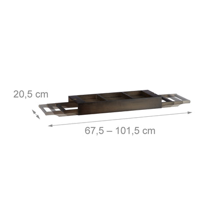 Dark brown bathtub shelf extendable