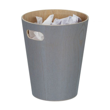 Dark gray wooden wastebasket