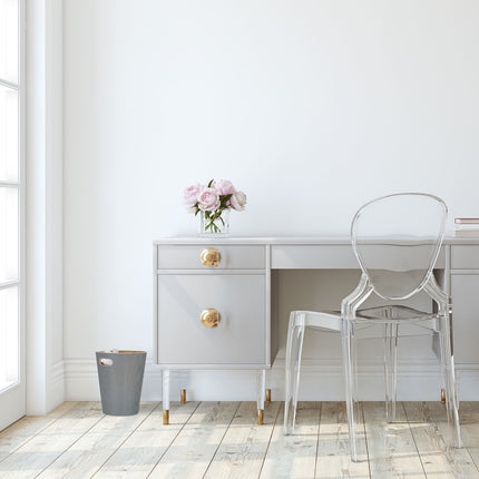 Dark gray wooden wastebasket