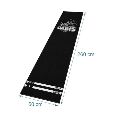 Dart Mat with Oche Line, 60x260 cm, Non-Slip
