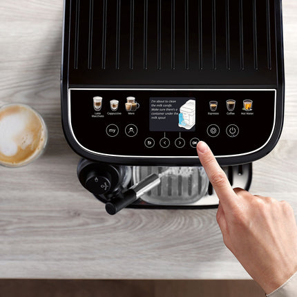 De'Longhi Magnifica Evo Milk Espresso Machine, 10 Drinks, Black/Graphite, 15 Bar
