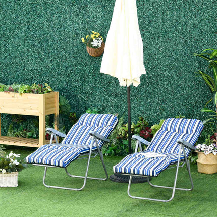 Set of 2 blue sun loungers, foldable and adjustable