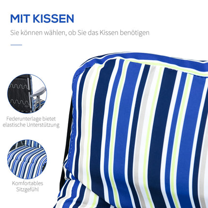 Set of 2 blue sun loungers, foldable and adjustable