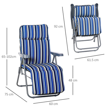 Set of 2 blue sun loungers, foldable and adjustable