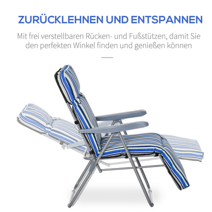Set of 2 blue sun loungers, foldable and adjustable