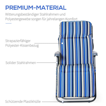 Set of 2 blue sun loungers, foldable and adjustable