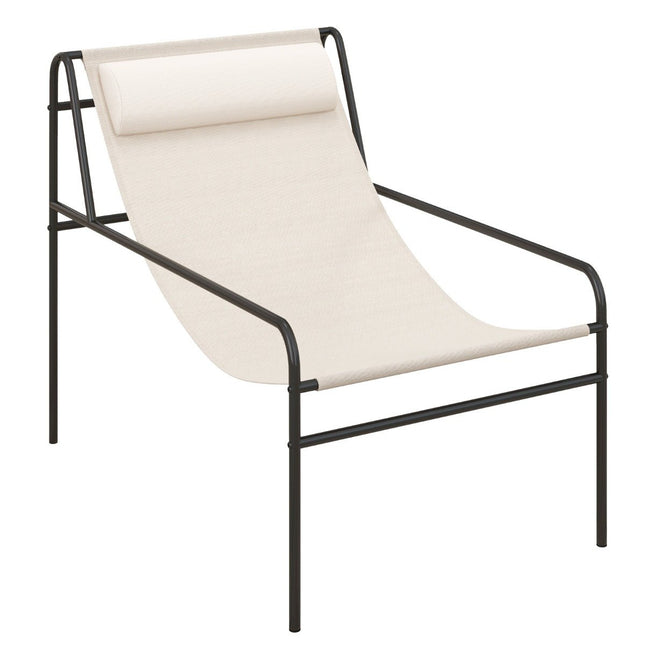 Deck chair lounge chair with removable headrest 94 x 62 x 76 cm beige